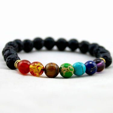 Black Lava & 7 Chakra Stone Aromatherapy Healing Bracelet